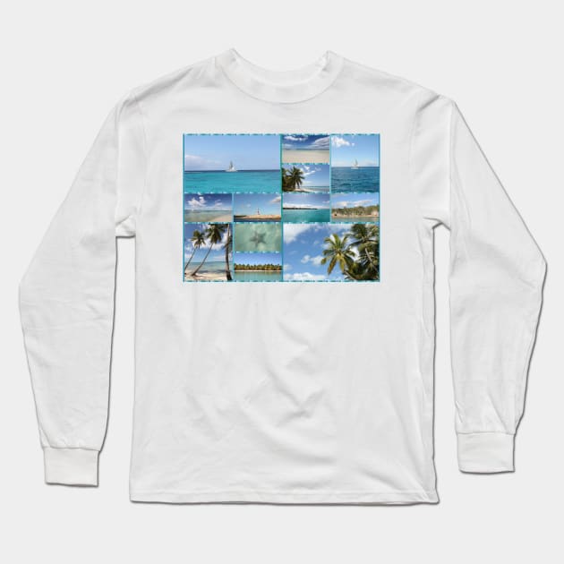 Great Tropical Paradise Caribbean Photo Collage Long Sleeve T-Shirt by Christine aka stine1